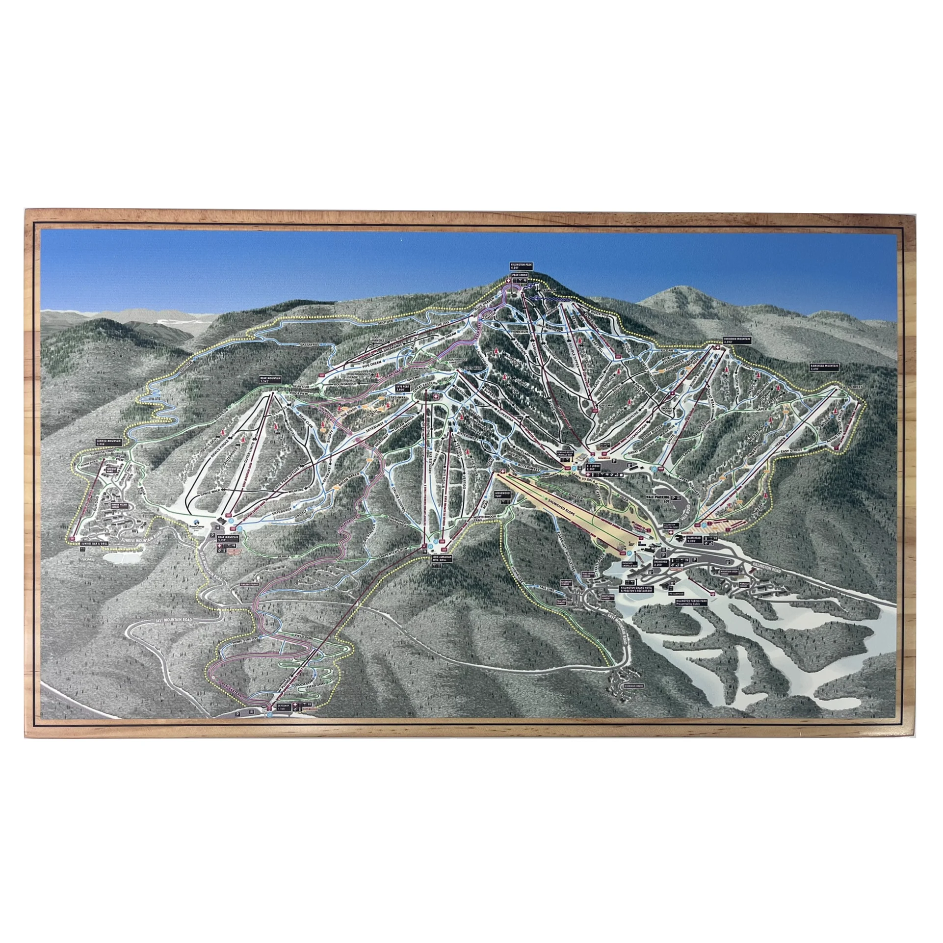 Killington Elevated Trail Map Wooden Wall Art - Small